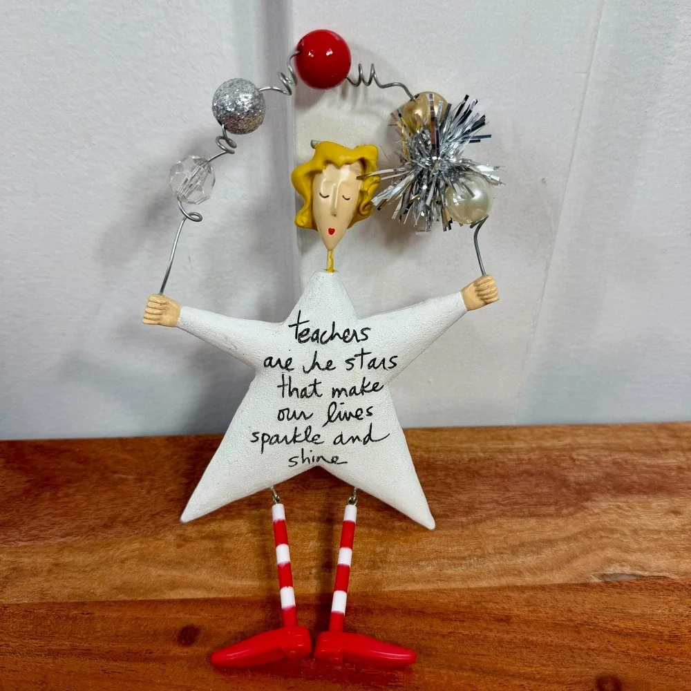 Teachers‎ are the Stars Inspirational Figurine Star Body Red Striped Legs