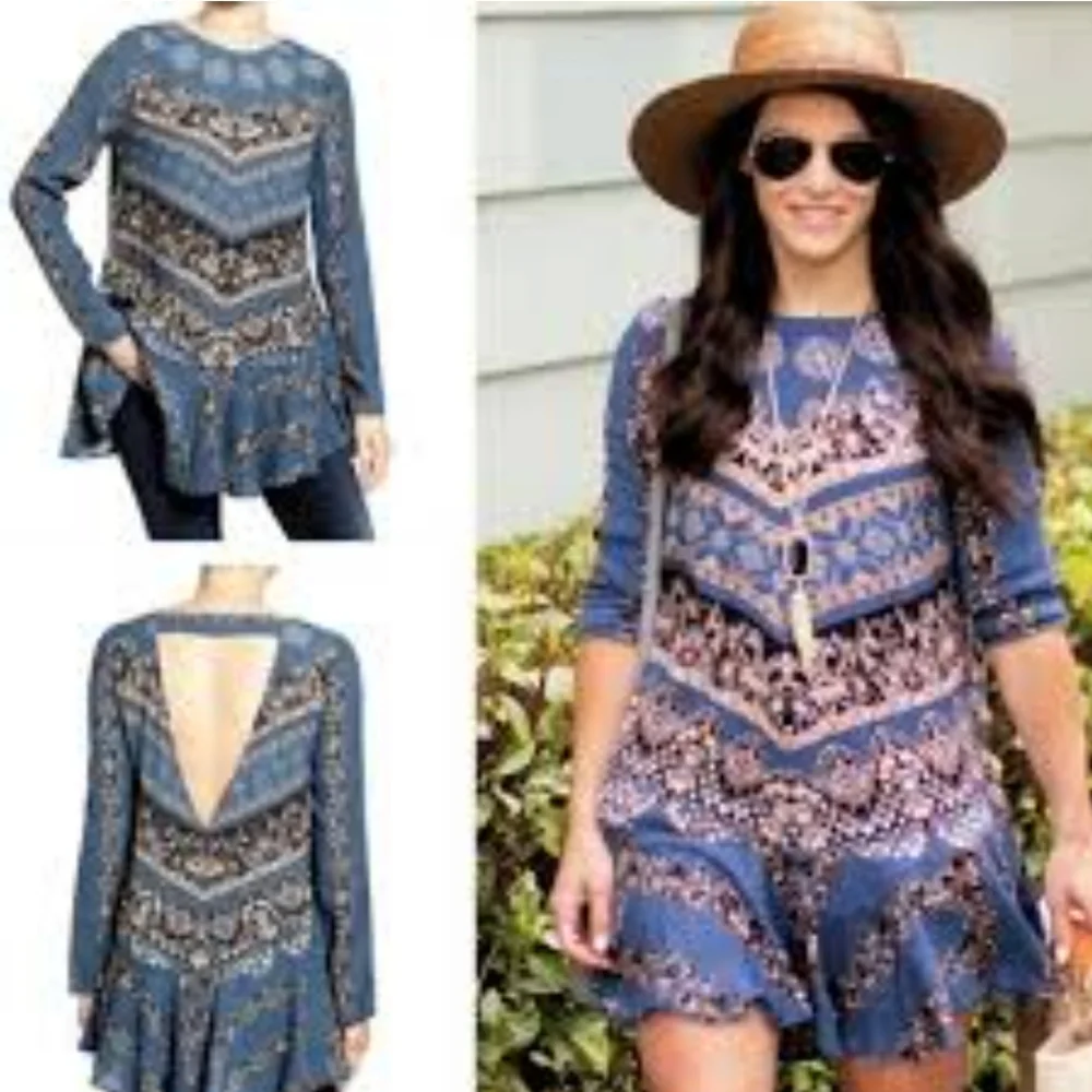 Free People blue white
