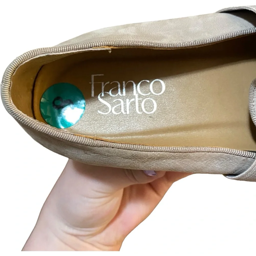 Franco Sarto Women's Size 8 Hailie 2 Gray Leather Wedge Chunky Sole Loafers Shoe