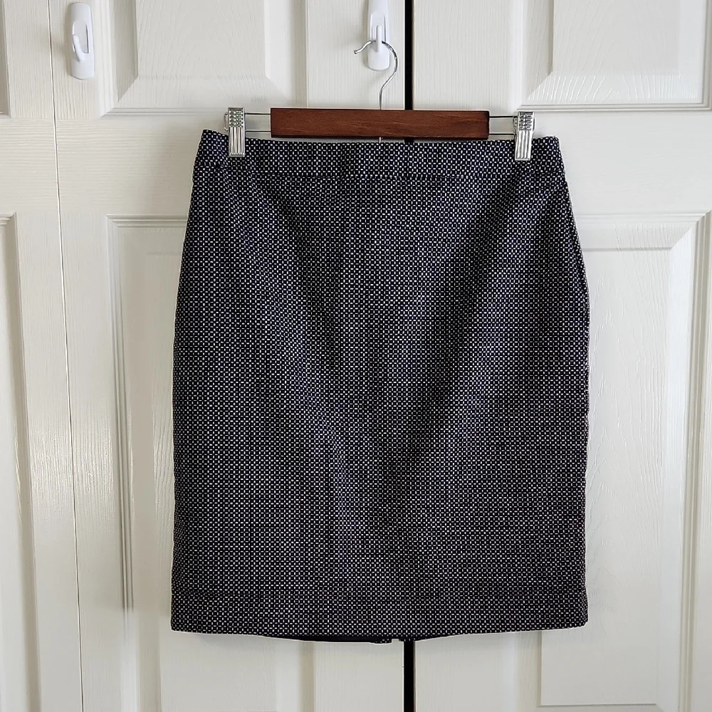 Liz Claiborne Black & White Geometric Print Pencil Skirt Size 10 Preppy Academia