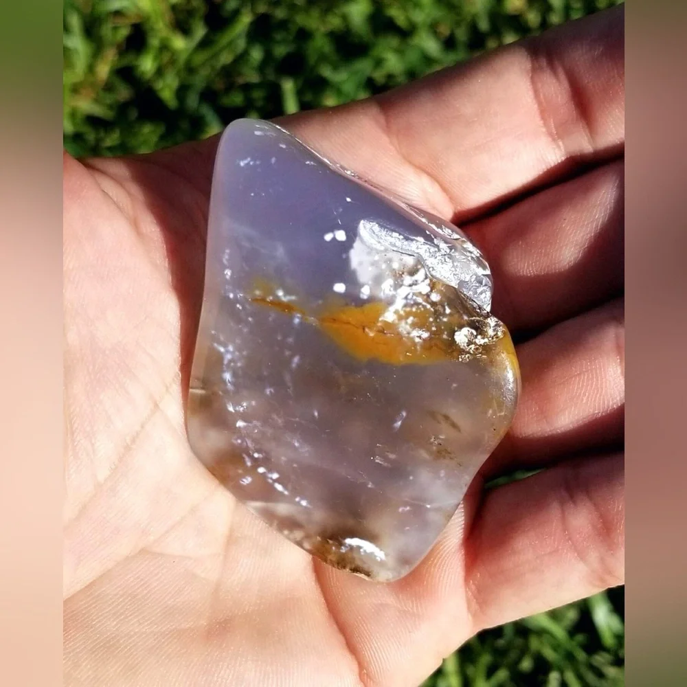 Rare Natural Montana Blue Agate With Brecciated Jasper Tumbled Stone‎ Crystal A+