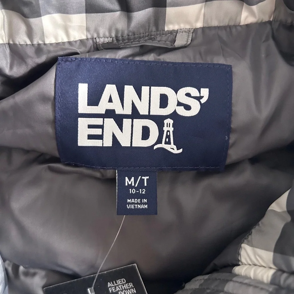 Lands End Down 600 Fill Puffer Vest Gray Medium‎ Tall