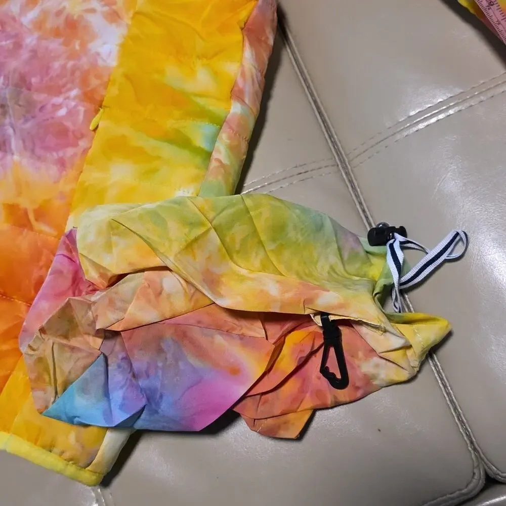 Alexa Rae Hooded Yellow Tie Dye Puffer Jacket Kids Size Medium 12/14 NWT