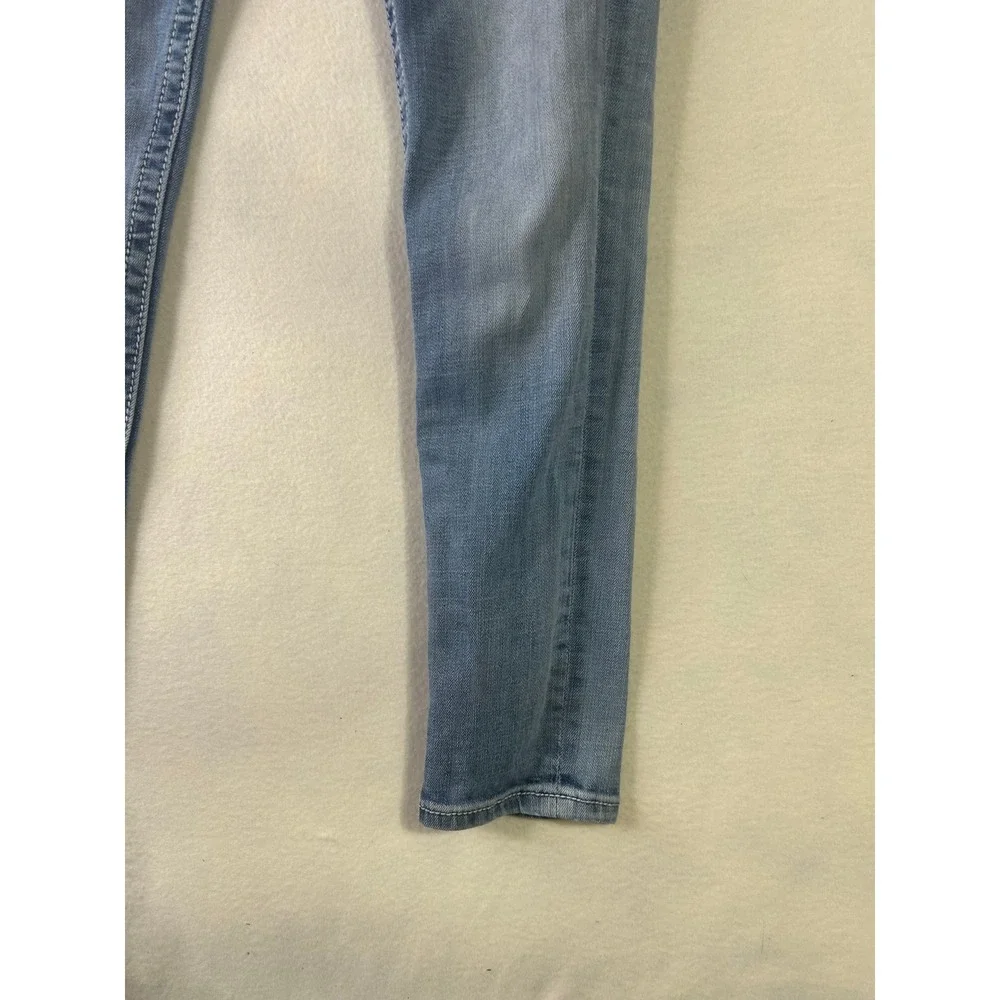 Miss Me‎ Mid Rise Skinny Jeans Light Wash Distressed Embroidered Beaded Size 27