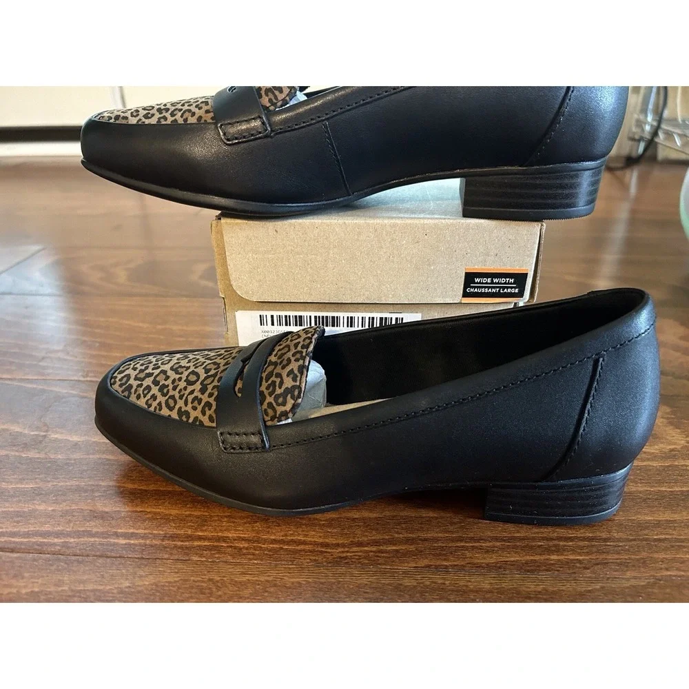 Clarks Juliet Coast‎ Casual Women's Shoes Black Combi Leather NEW 6 W