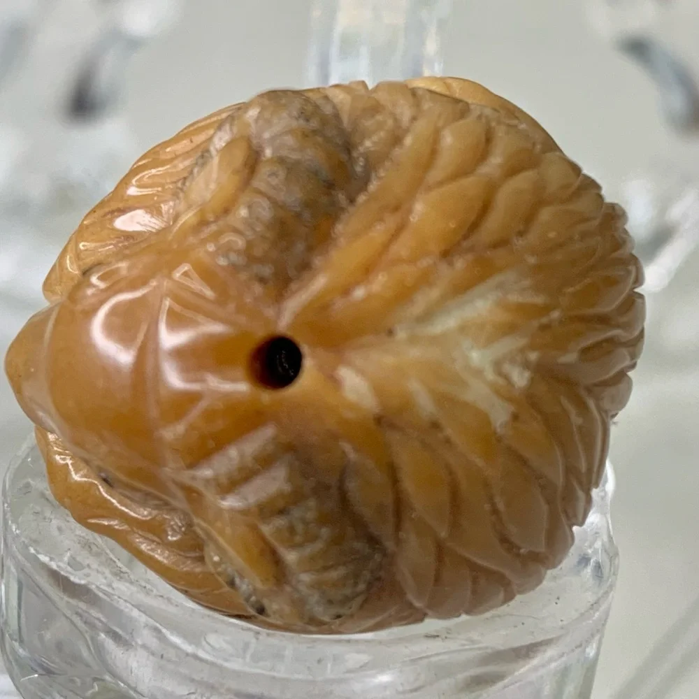 Vintage NETSUKE Carved Tagua Nut Ram Sheep Animal Carving Bead Figurine Japanese
