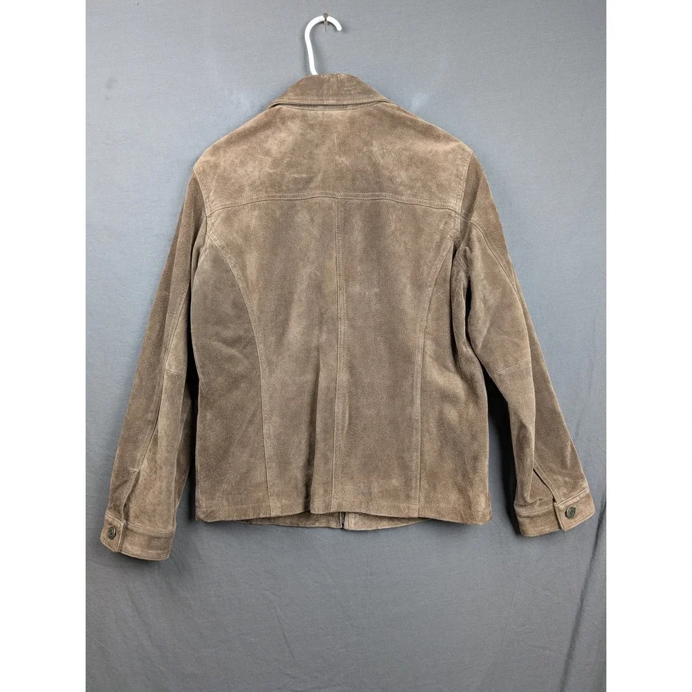 Chicos Suede Leather Zip Front Jacket Brown Size‎ 0 Minimalist Classic