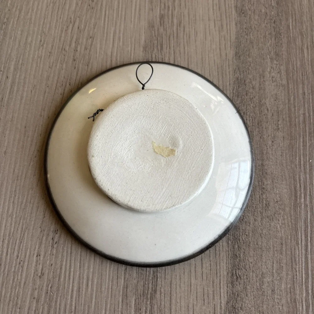 Handpainted Artist Signed Maiph‎ or Malph Ceramic Plate with Hanger 3.25