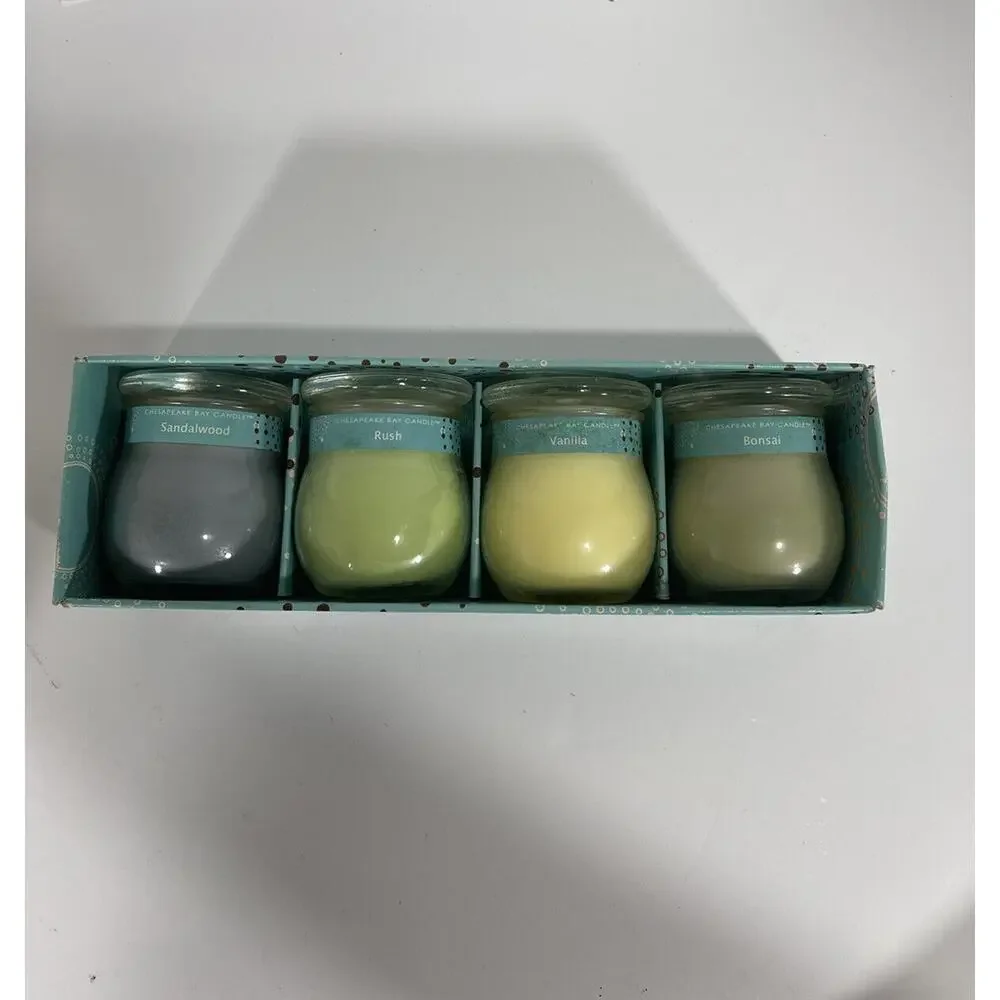 Chesapeake Bay Mini Jars Candle 4 Set‎ Sandalwood Rush Bonsai Vanilla Lead Free