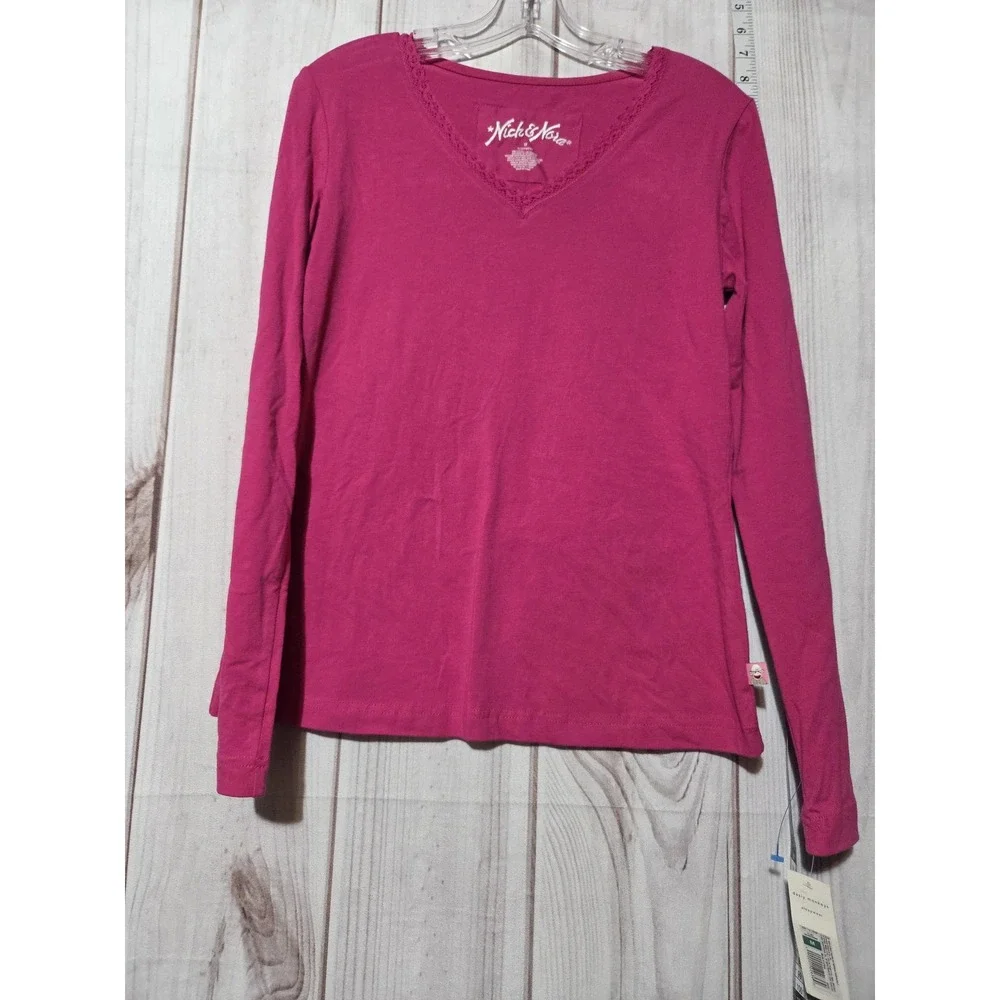 Nick & Nora Sleepwear Shirt Womens Medium Long Sleeve‎ V Neck Pajama Top