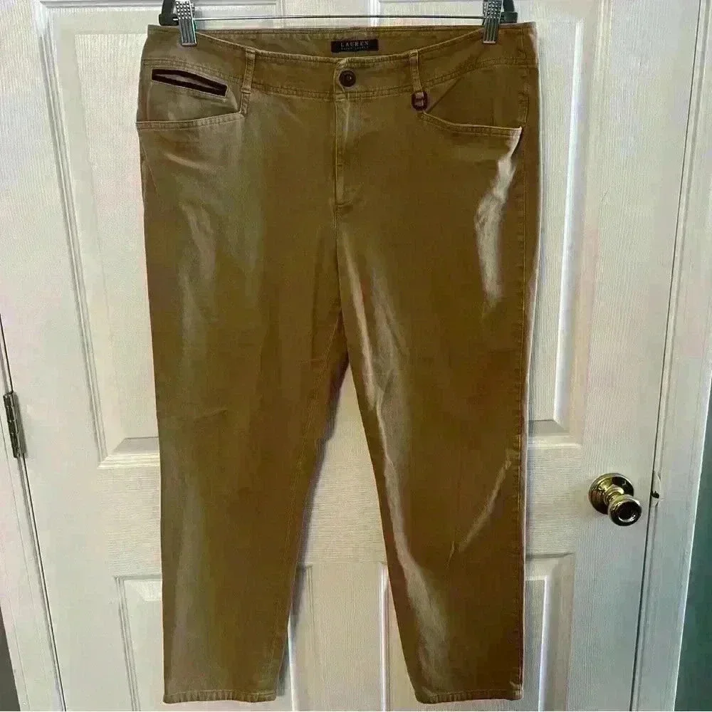 Lauren Ralph Lauren Tan Cropped Ankle Pants Womens Plus Size 16 GUC