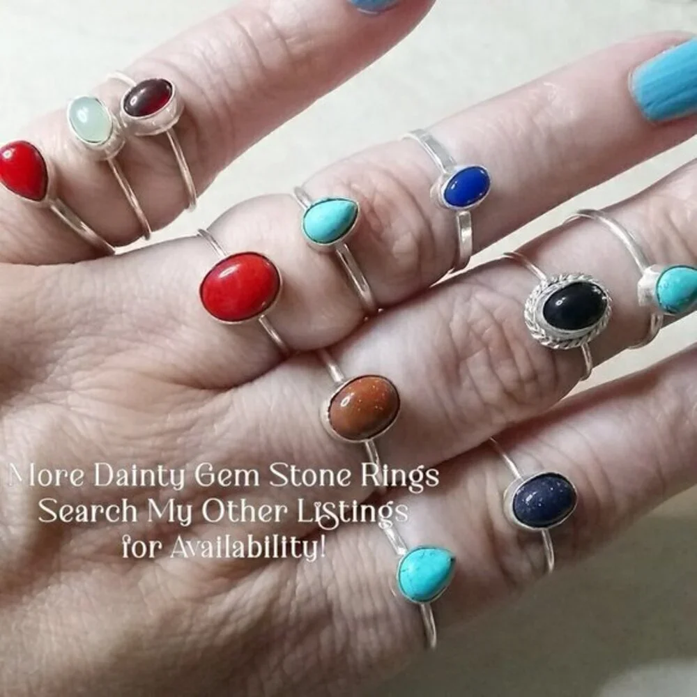 2/$25!!! Dainty Minimalist - Copper Goldstone 8.75 - Semi-Precious Stone Rings