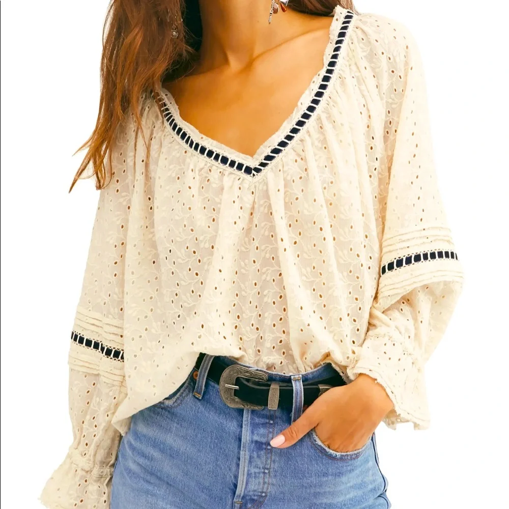 Free People Darcy Eyelet Blouse