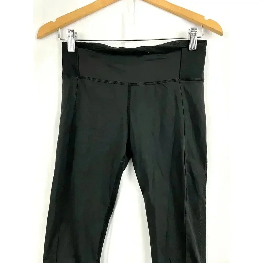 Lululemon Black Capri Leggings‎ Womens Sz 6 Dual Back Pockets Low Rise