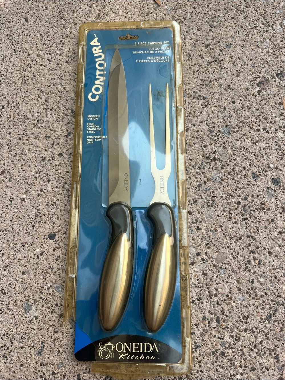 Oneida Contoura Gold and Black 2-Piece Carving Set