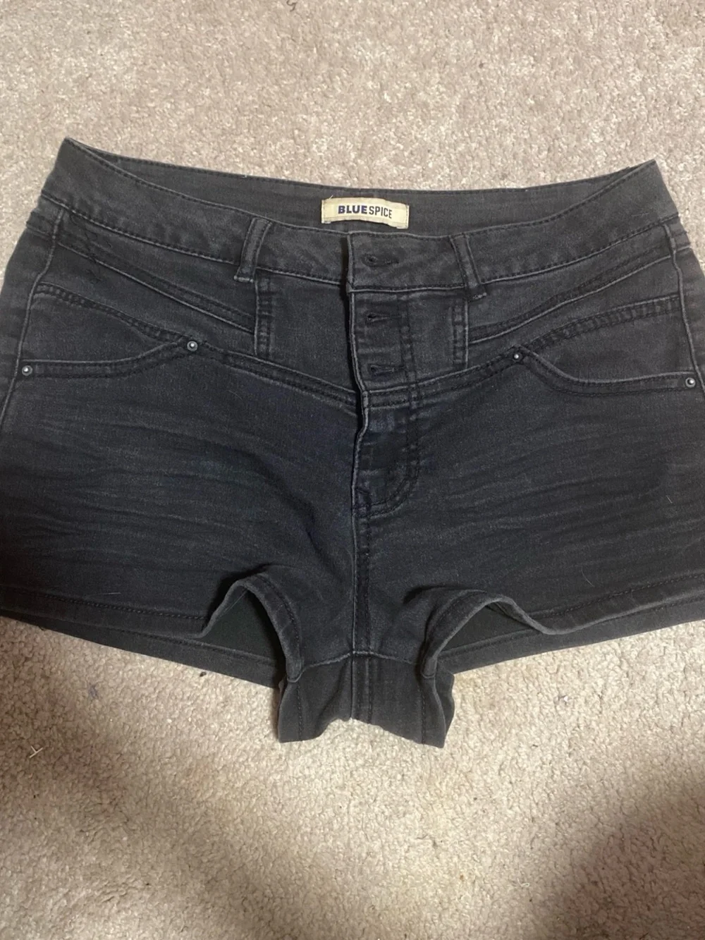 Blue Spice Black Low-Rise Denim Shorts