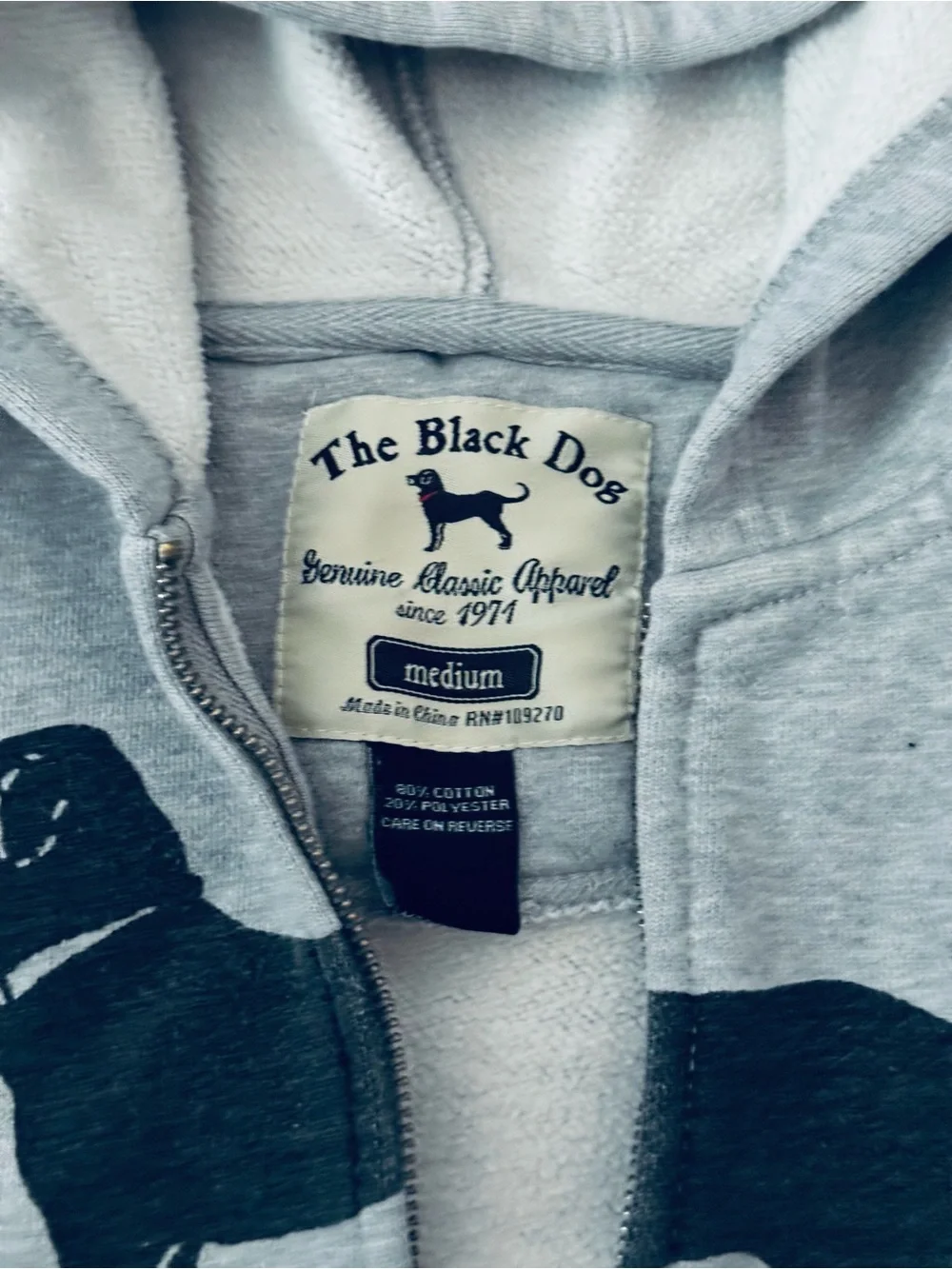 Black Dog Kids' Gray Zip-Up Hoodie with Dog Graphic