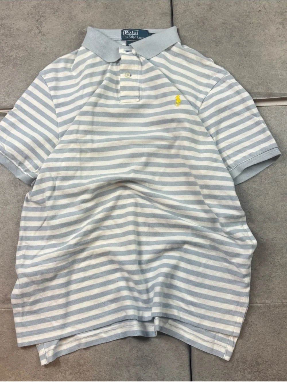 Blue and white striped polo by ralph lauren polo shirt