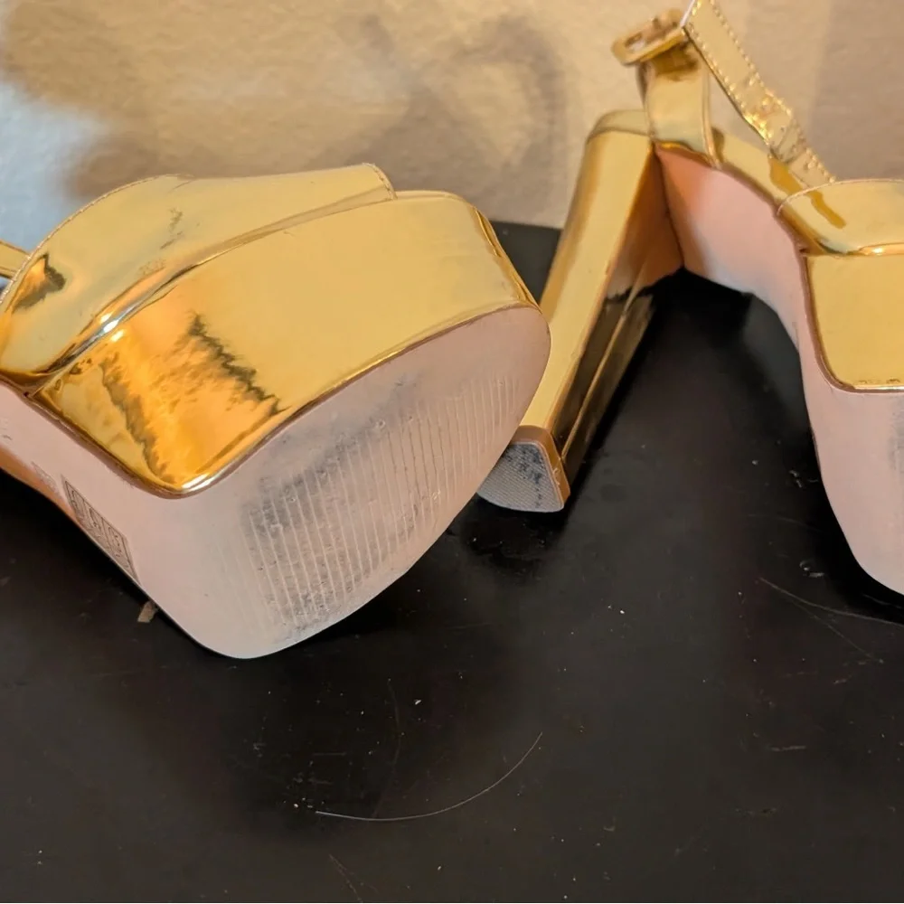 Gold Metallic Platform Slingback Heels