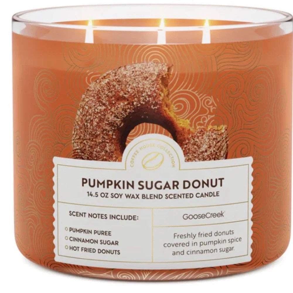 NWT Goose Creek Pumpkin Sugar Donut 3-Wick Candle