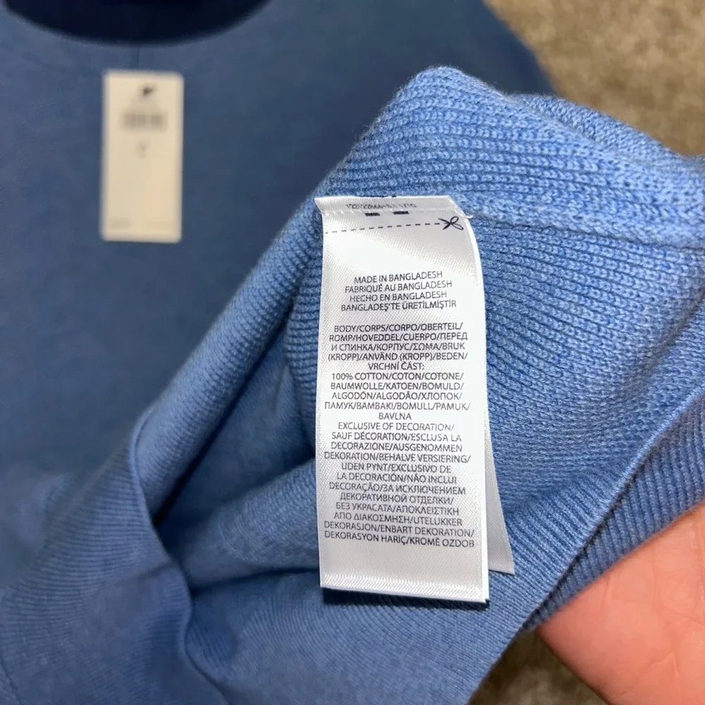 NWT Polo Ralph‎ Lauren Textured Cotton Long Sleeve Pullover Men LARGE Blue Htr