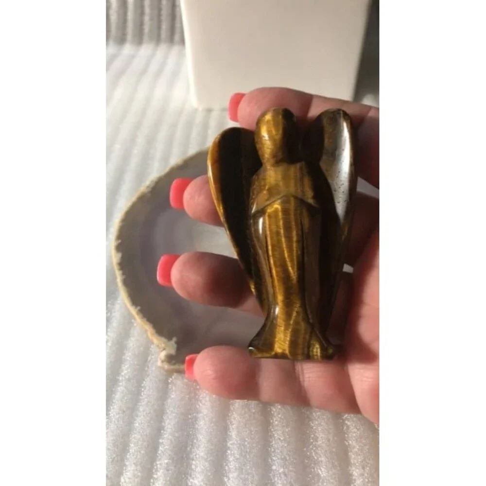 Beautiful Tiger Eye Angel Carving