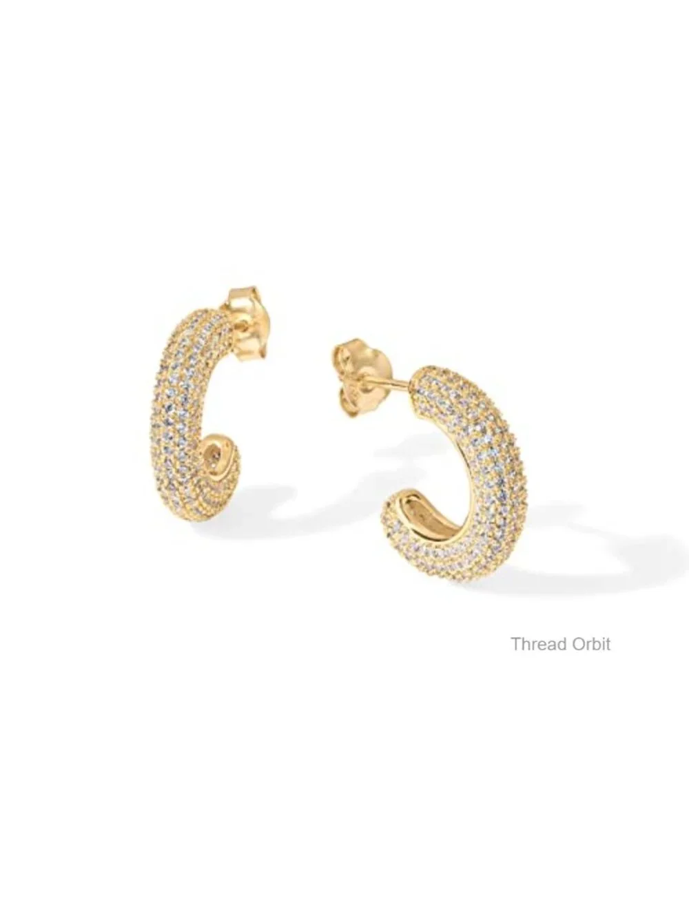 14K Gold Plated 925 Sterling Silver Cubic Zirconia Chunky Hoop Earrings