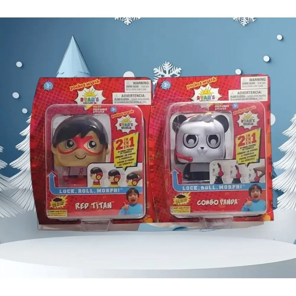 Ryan's‎ World RED TITAN & COMBO PANDA Lock,Roll, Morph Hybrid Figures To Vehicle