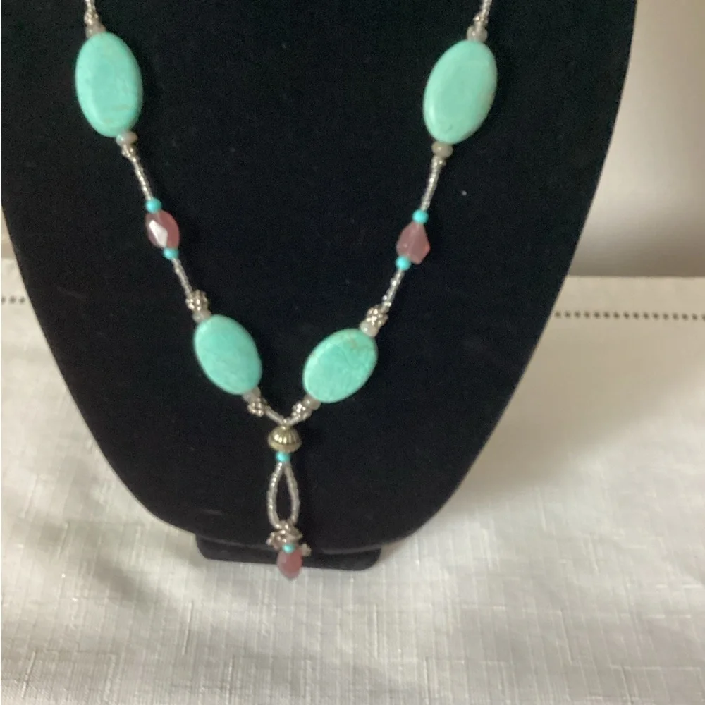 Turquoise Color Silver Tone Necklace turquoise color