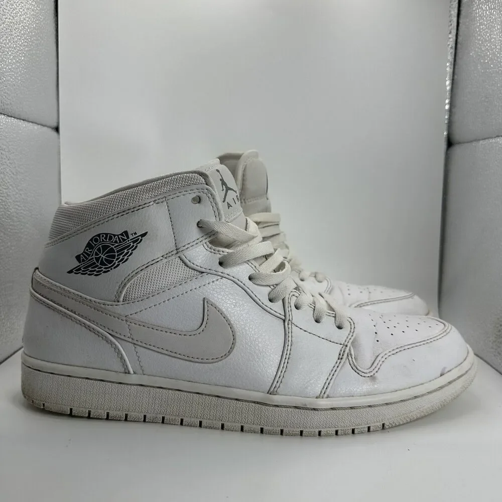 Nike Air Jordan Shoes‎ Mens Size 11.5 Triple White Mid High Sneakers Basketball