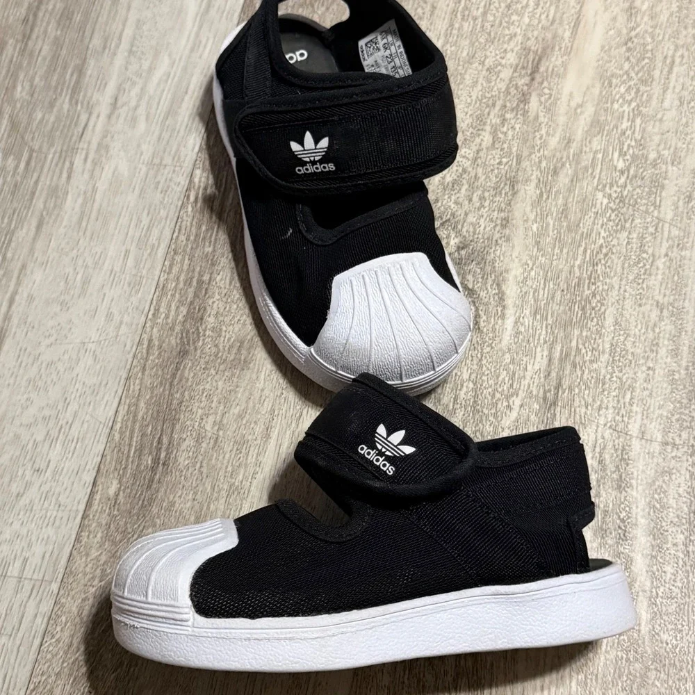 Adidas Superstar 360 Sandals Kids Size 6.5K Black White EG5711‎ Shell Toe Shoes