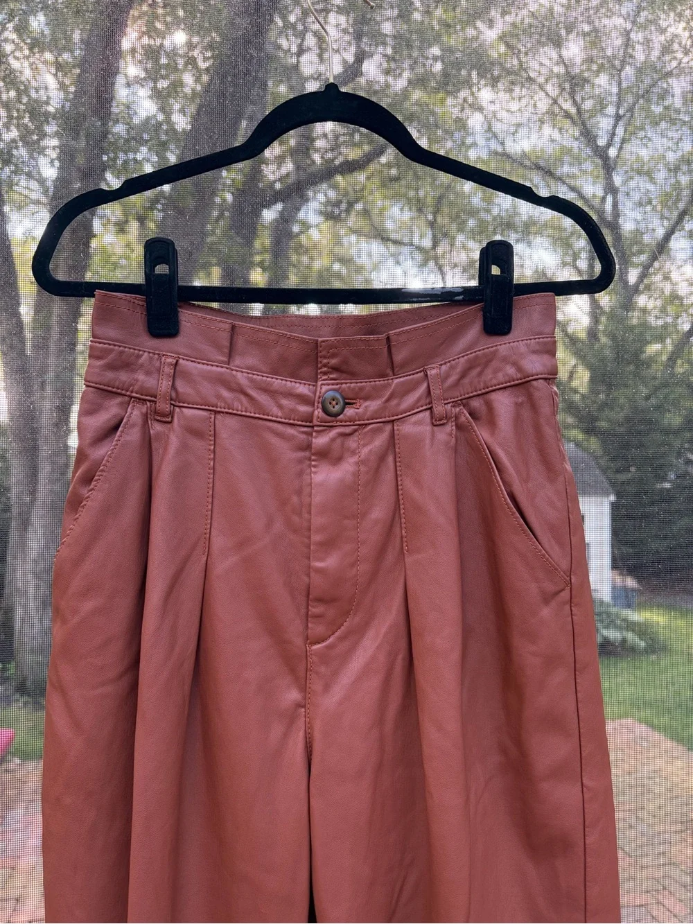 Free People Burnt Orange Skirt with Faux Leather Waistband
