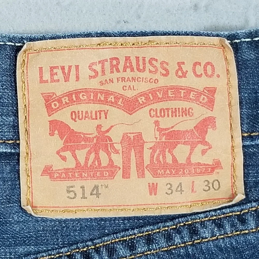 Levi's 514 jeans men's 34x30 regular fit straight blue denim pants retro