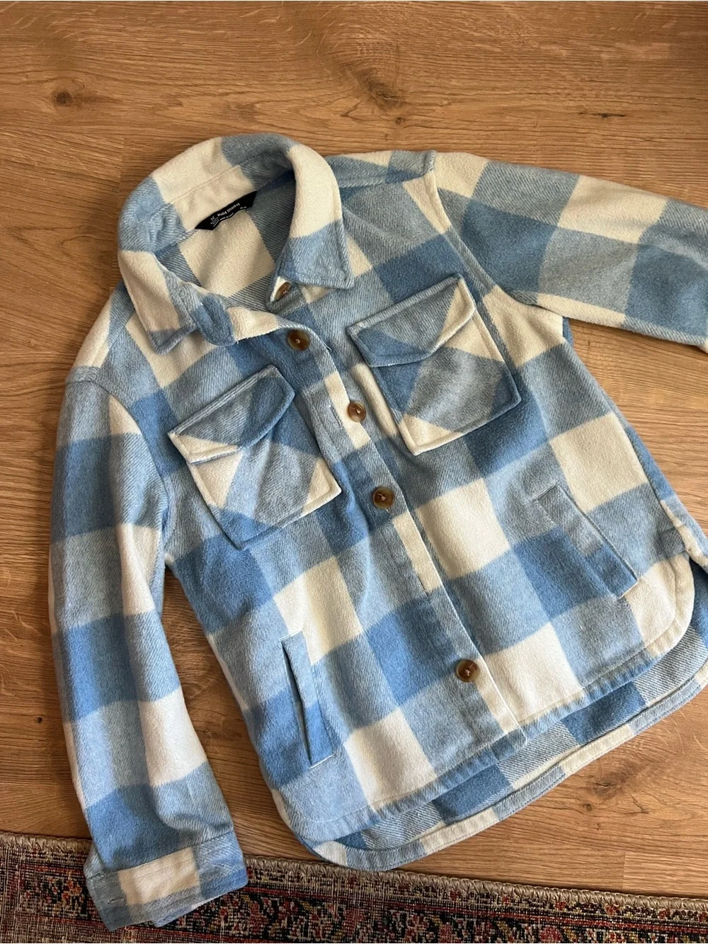 Girls blue gingham shacket