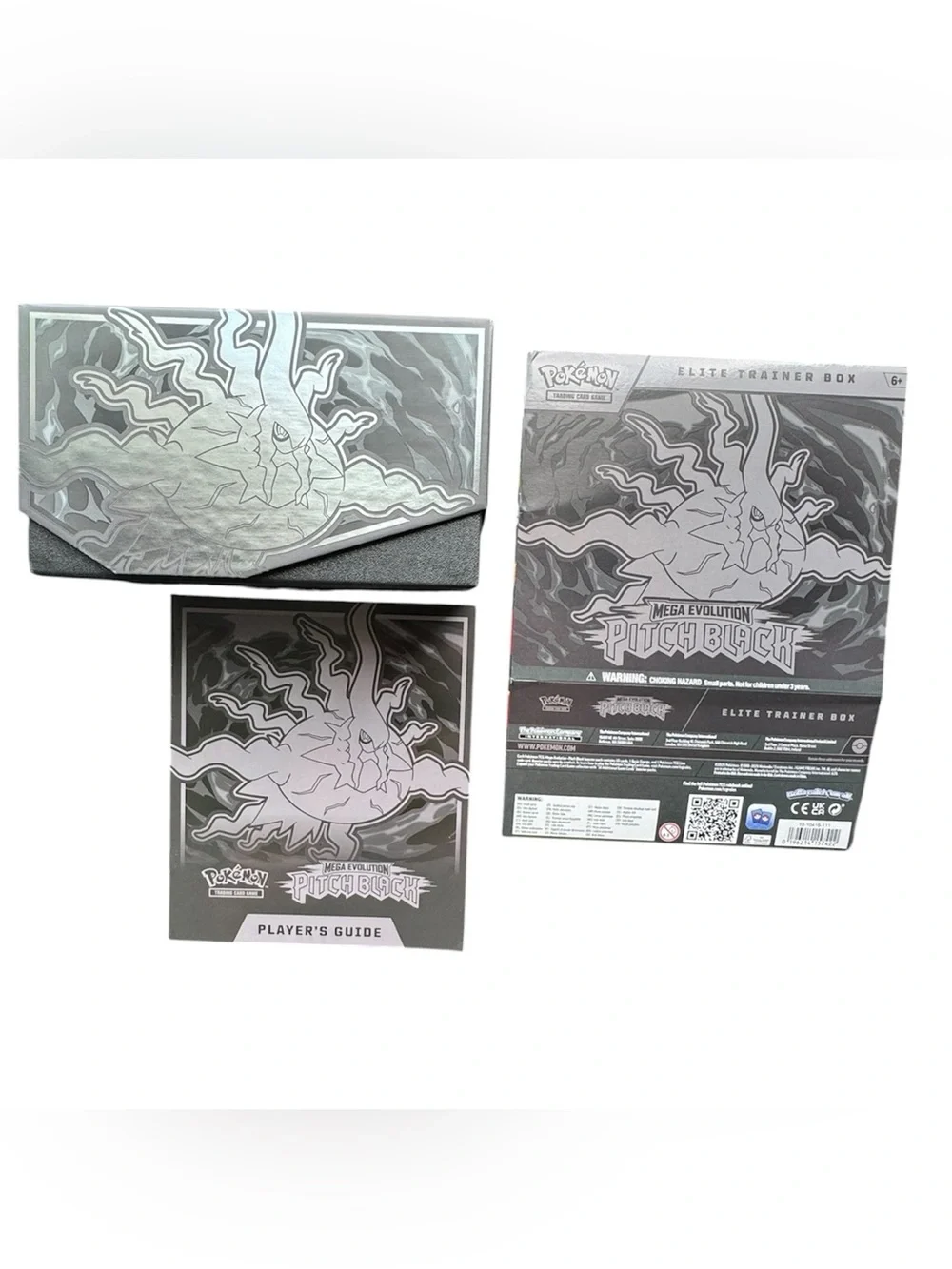 Pokemon Mega Evolution Pitch Black Elite Trainer Box(EMPTY BOX)- Silver & Black