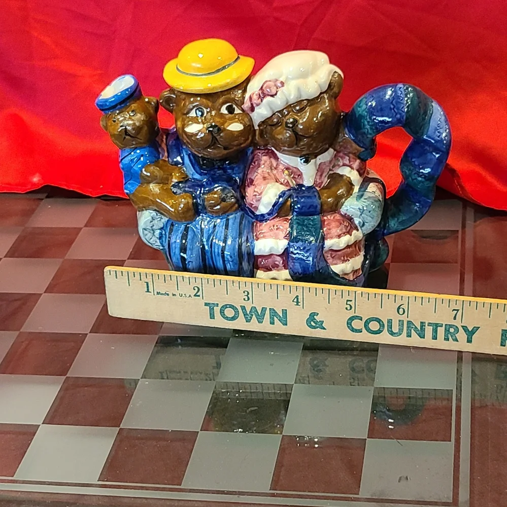 Glazed Ceramic Three Bears Teapot
