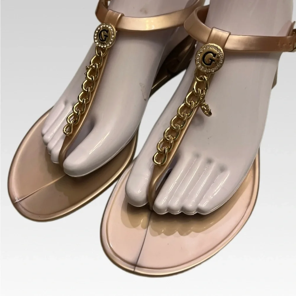 Guess Gold Chain Accent  sandals size 8