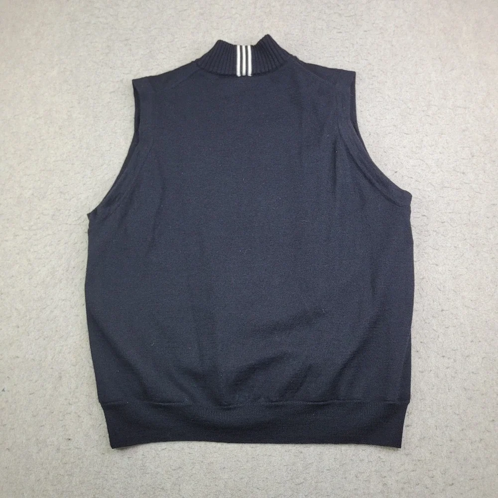 Adidas 1/4‎ Zip Golf Pullover Mens L Black 3 Stripe Sleeveless