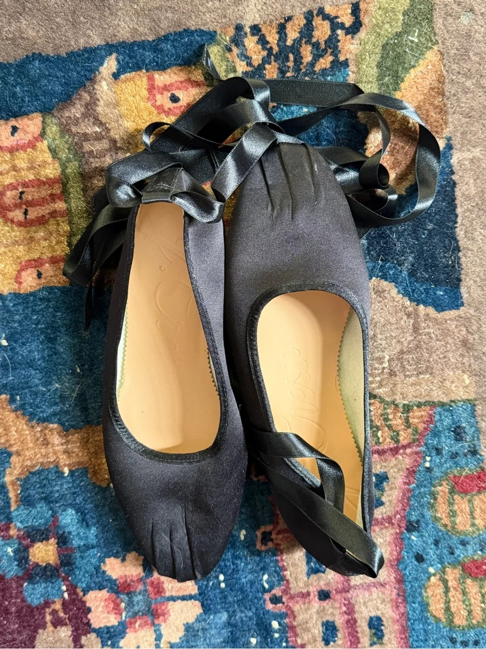 Jcrew Women's Black Satin Ballet Flats with ribbon Ankle Wrap New