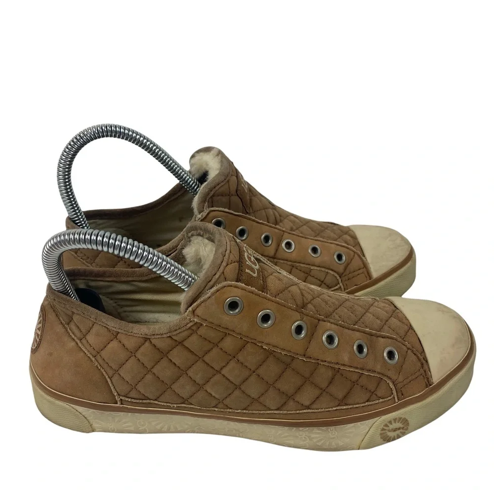 UGG Laela Quilted Nubuck Sheepskin Leather Slip-on Sneaker 6