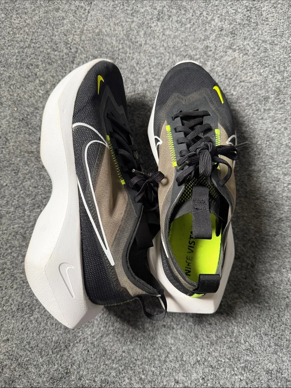 Nike Women’s Vista Lite Black Athletic Shoes with Neon Yellow Accents