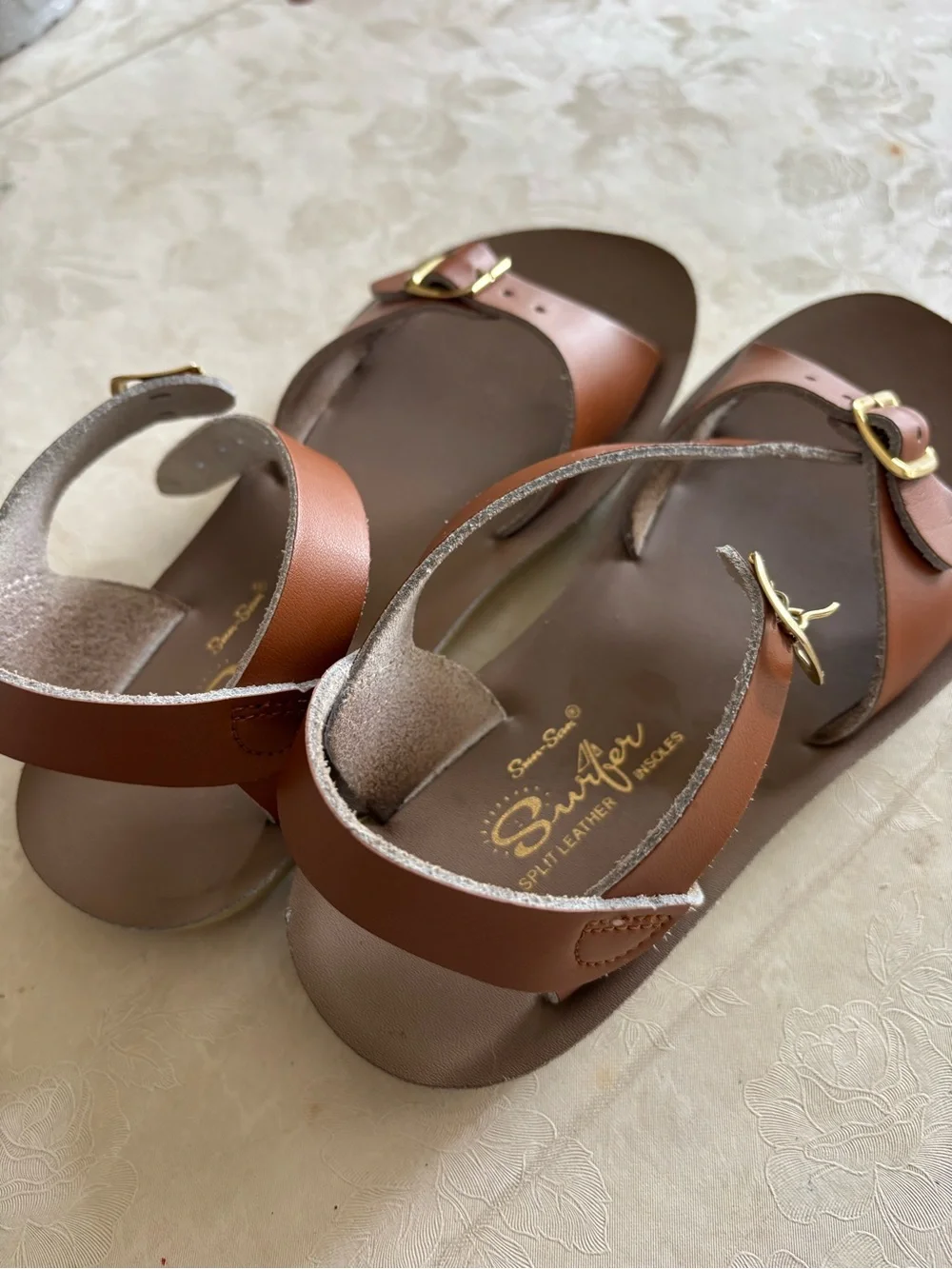 Salt Water Girl Brown Leather Buckle Sandals size 1