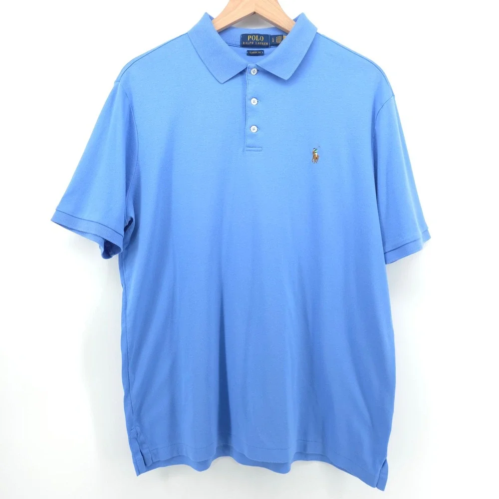 Polo Ralph Lauren Mens Polo Shirt Classic Fit Large Blue Embroidered Logo‎