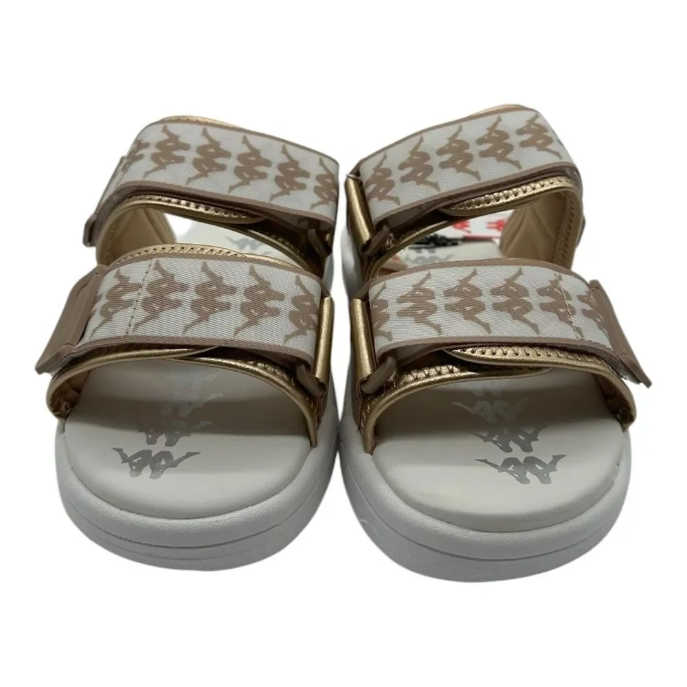 Kappa 222 Banda Aster 2 Sandals Womens Sz 6 White Almond Gold Slides 311BJLW-A0Q
