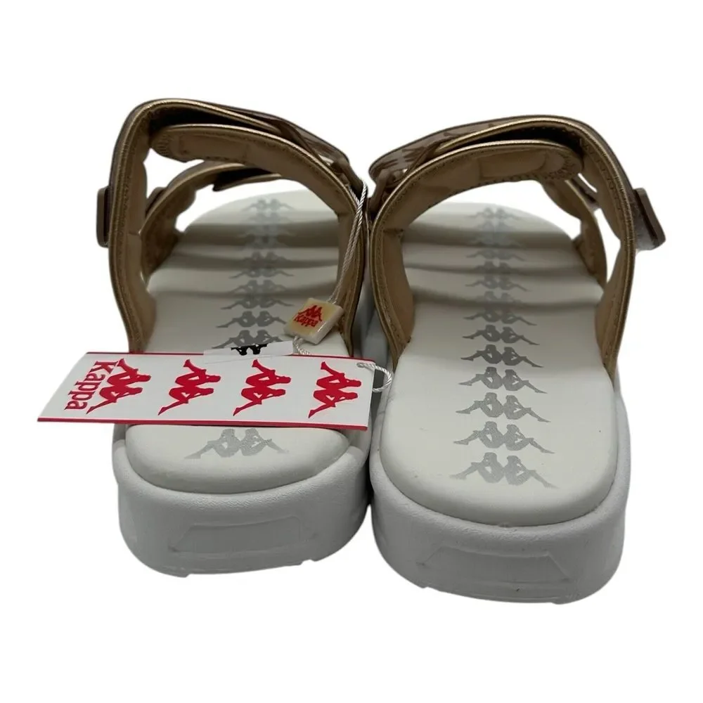 Kappa 222 Banda Aster 2 Sandals Womens Sz 6 White Almond Gold Slides 311BJLW-A0Q