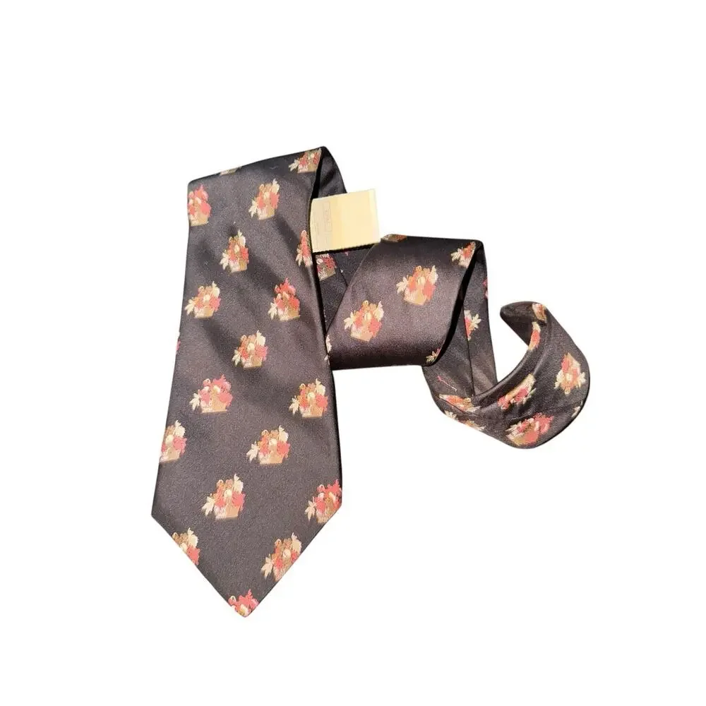 Vintage Berkley Cravats Thanksgiving Harvest Basket‎ Silk Tie Famous Barr NWT
