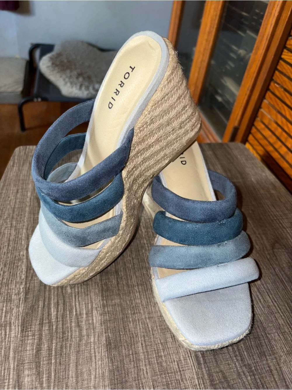 torrid blue ombre espadrille wedge sandals with braided platform