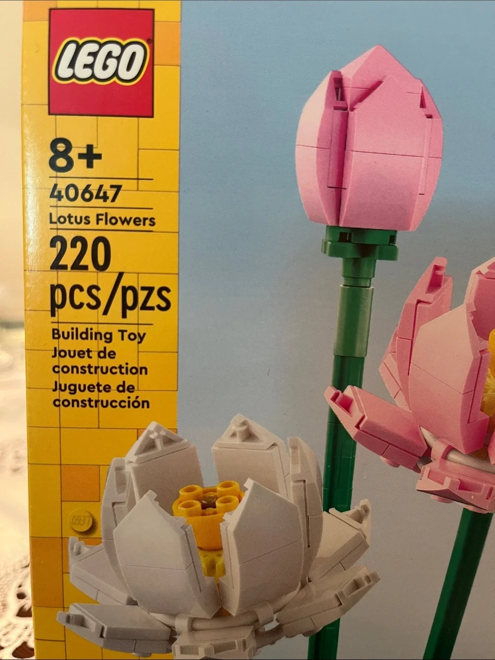 Lego Pink and White Lotus Flowers with Green Stems