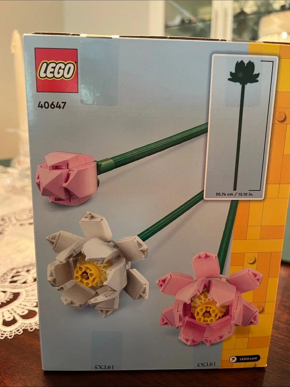 Lego Pink and White Lotus Flowers with Green Stems