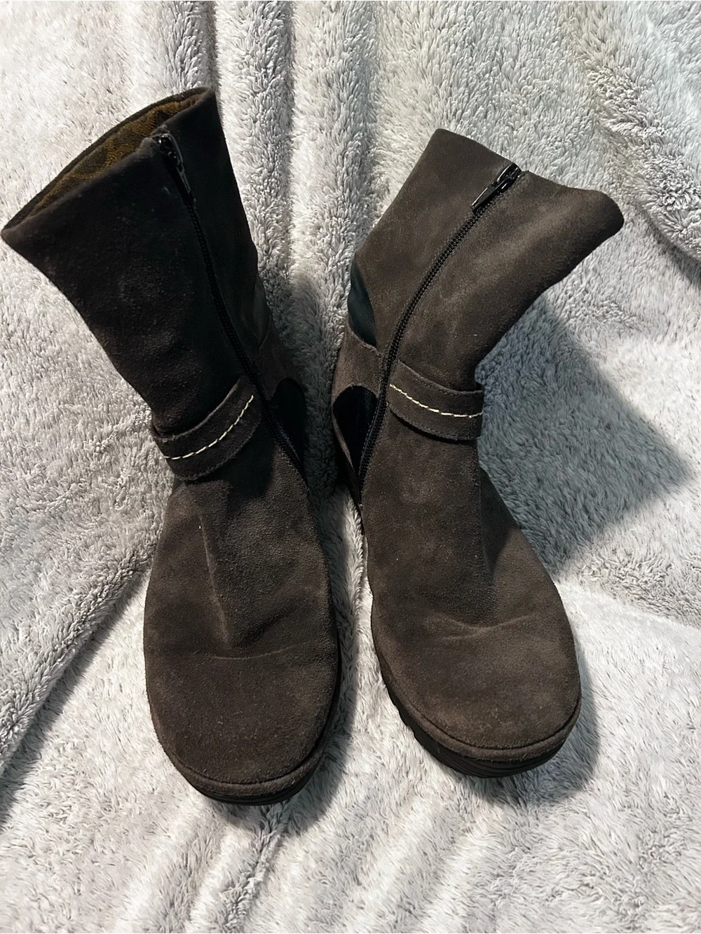 Fly London Women's Dark Brown and Black Suede Ankle Boots